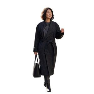 Vintage Ponte Di Uomo Coat Womens Medium Gray Wool Belted Overcoat Made In USA